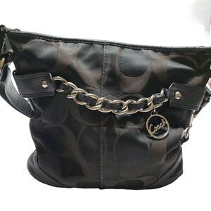 Coach Purse Signature Chain Black C1221-f19730 Shoulder Bag Crossbody Handbag